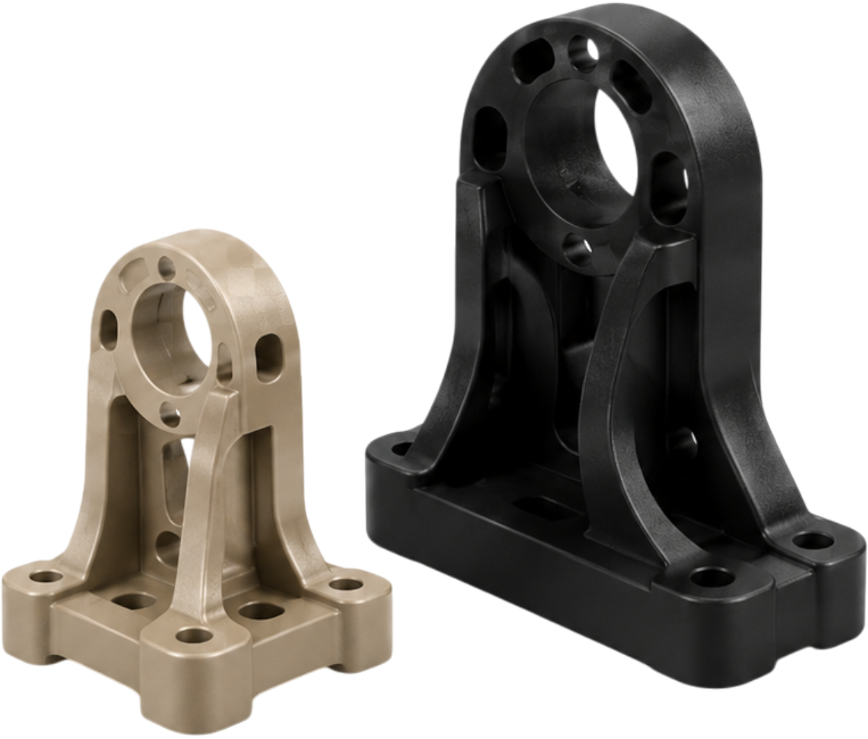 Beige und schwarze Varianten eines anpassbaren Bauteils