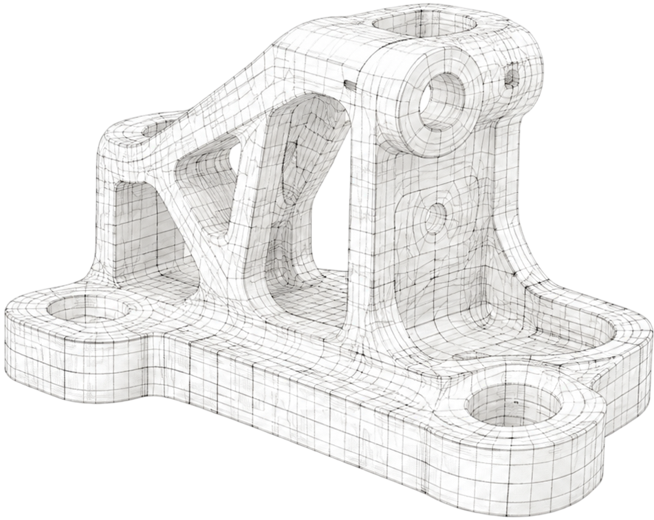Wireframe-Version eines technischen Bauteils