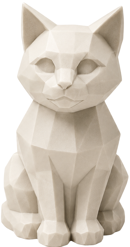 Dekorative weiße 3D-gedruckte Katzenfigur